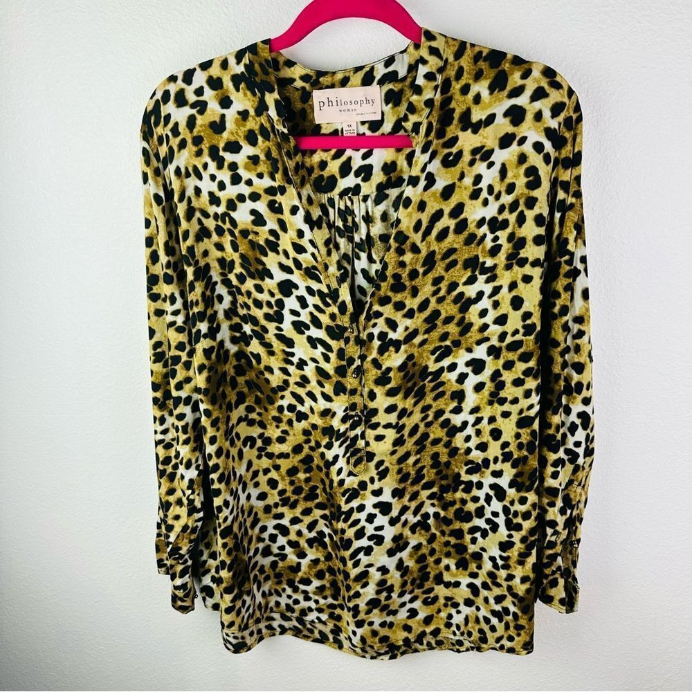 Philosophy‎ Animal Print Popover Blouse Size 1X